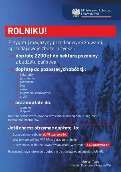 Wsparcie dla rolników